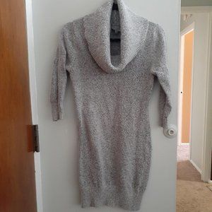 Grey Cowl Neck Sweater Dress - Large